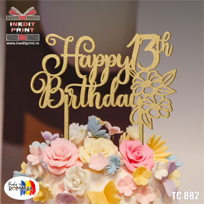 Topper Tort Personalizat Happy Birthday TC882 [3]