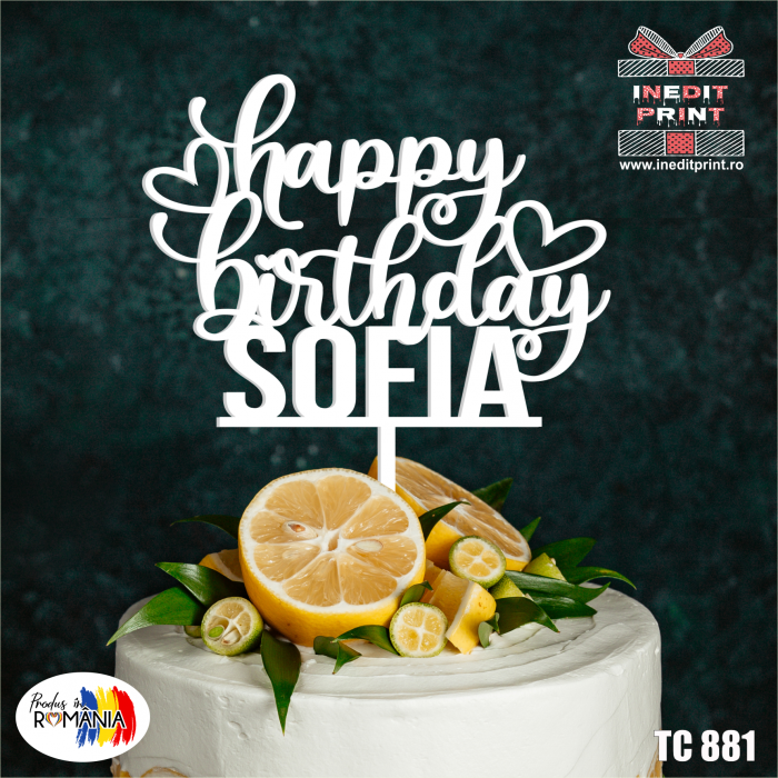 Topper Tort Personalizat Happy Birthday TC881 [3]