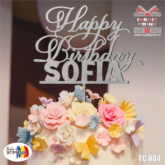 Topper Tort Personalizat Happy birthday TC884 [3]