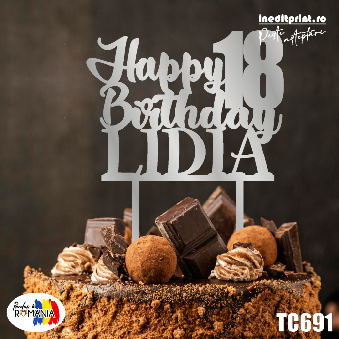 Topper Tort Personalizat Happy Birthday TC691 [3]