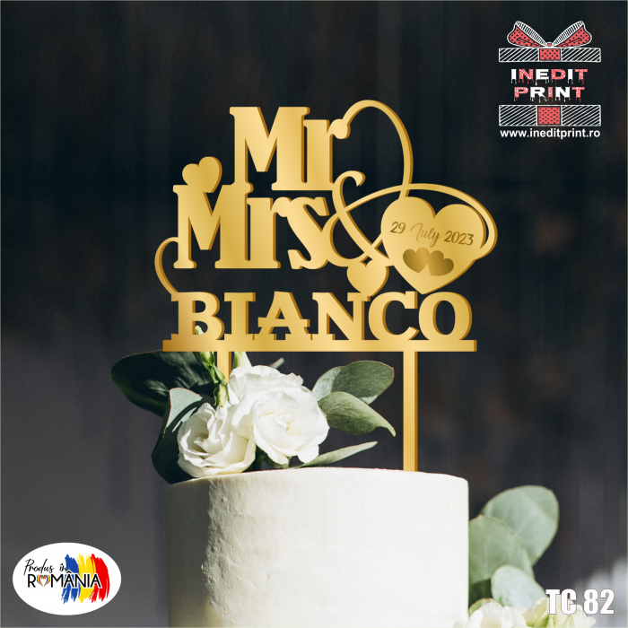 Topper Tort Personalizat Mr&Mrs TC82 [3]