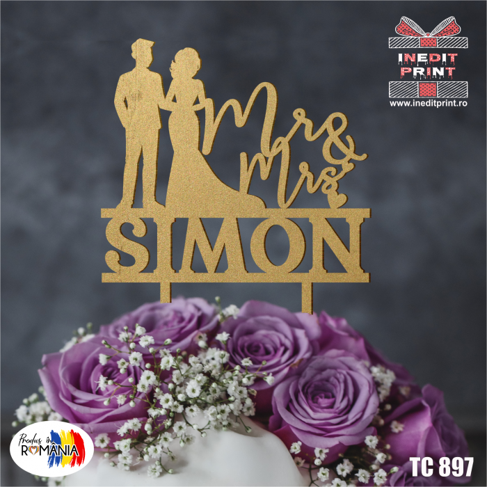Topper Tort Personalizat  Mr & Mrs TC897 [3]