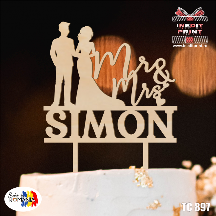 Topper Tort Personalizat  Mr & Mrs TC897 [2]