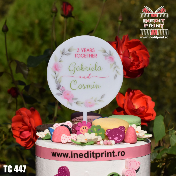 Topper Tort UV Personalizat "3 years together" TC447 [2]