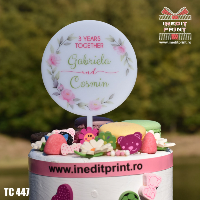 Topper Tort UV Personalizat "3 years together" TC447 [3]