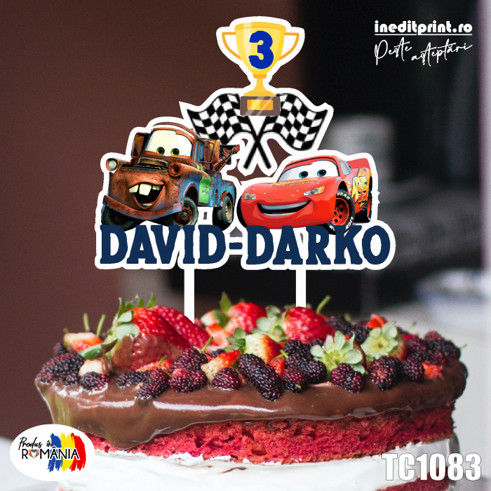 Topper Tort UV Personalizat Fulger McQueen & Bucșă TC1083 [1]