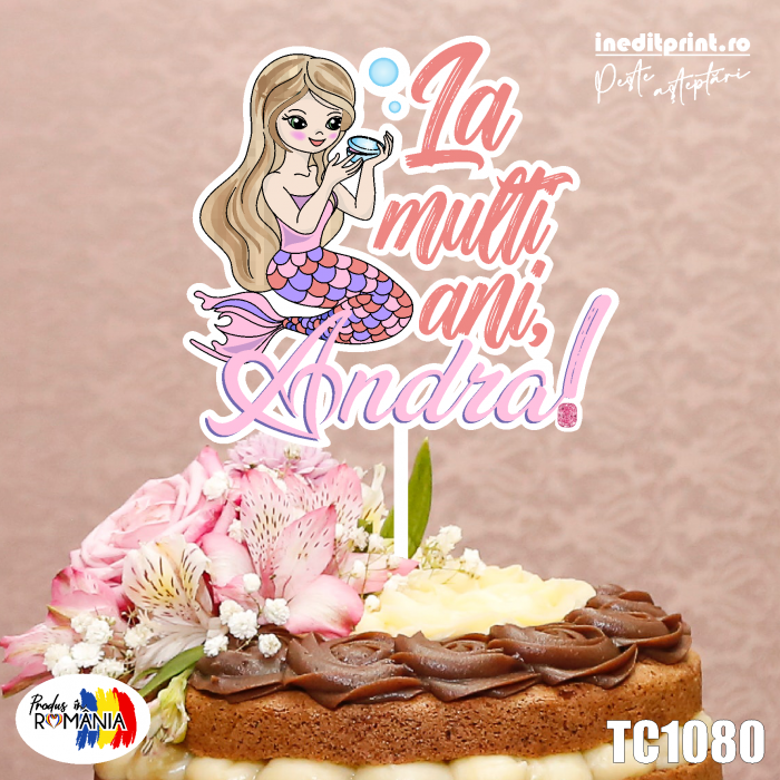 Topper Tort UV Personalizat Sirenă TC1080 [1]