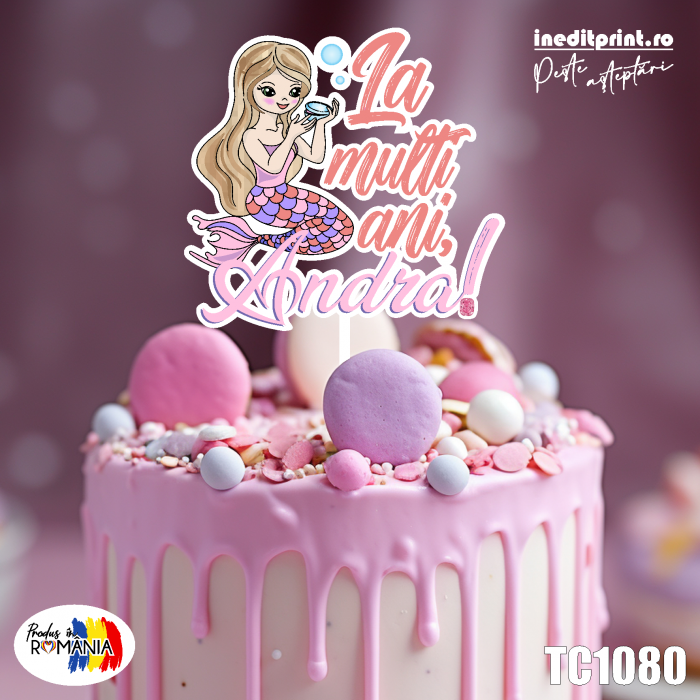 Topper Tort UV Personalizat Sirenă TC1080 [2]
