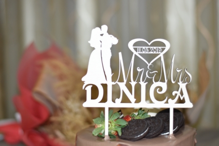 Mr & Mrs + Personalizare - Topper Tort Personalizat Mr& Mrs TC38
