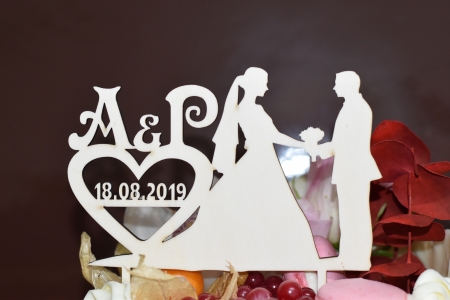 Initiale - Topper Tort Personalizat mire si mireasaTC5