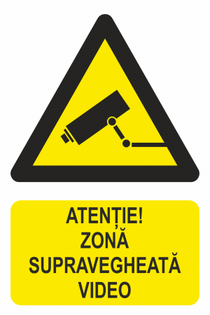 Stickere de avertizare - Sticker ”Atenție” Zonă supravegheată video!” STK11