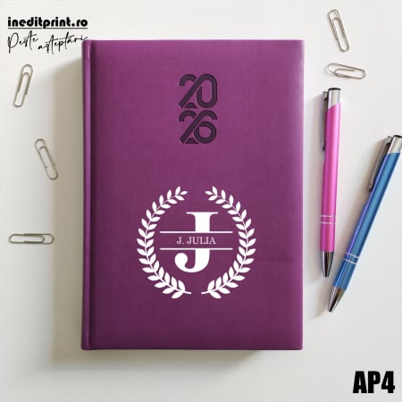 Cadouri sub 150 lei - Agenda personalizata 2026 Initiala + Nume - AP4