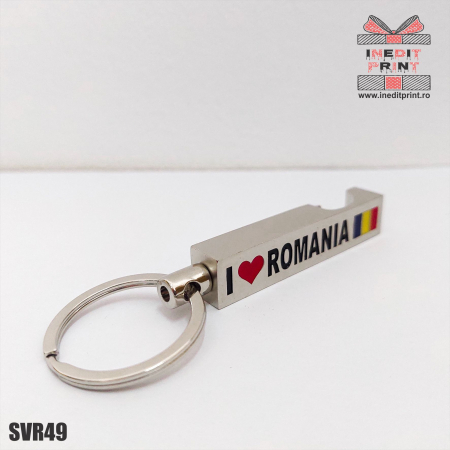 Brelocuri - Breloc desfacator sticle ”I LOVE ROMANIA” SVR49