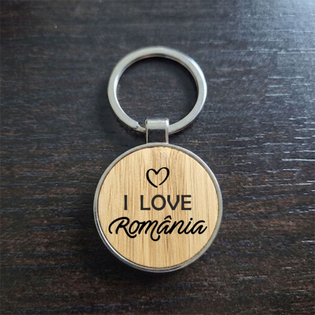 Suveniruri Romania - Breloc Suvenir Rotund I Love Romania SVR178