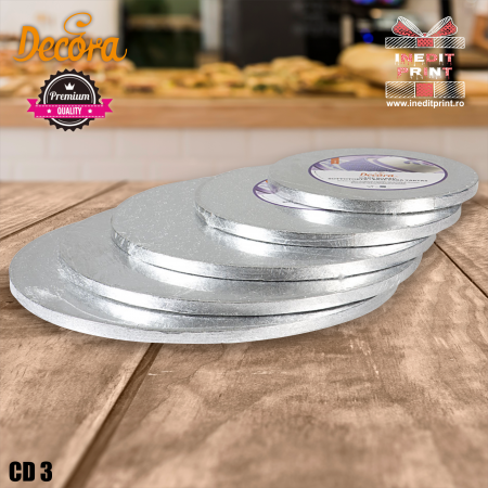 Cake Drum personalizat rotund Argintiu PREMIUM (Decora) CD3 [3]