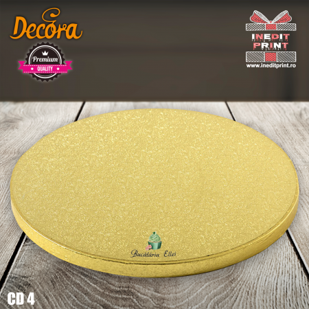 Cofetărie/Patiserie - Cake Drum personalizat rotund Auriu PREMIUM (Decora) CD4