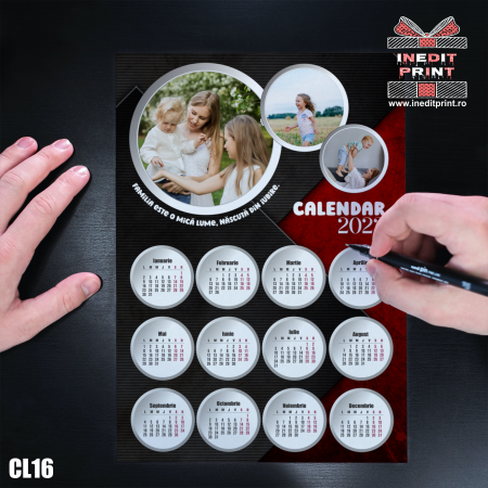 Calendar magnetic personalizat cu 3 poze si text - CL16 [1]