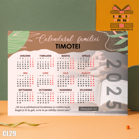 Calendare - Calendar magnetic personalizat cu verset + nume - CL29