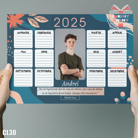 Calendare - Calendar magnetic personalizat cu verset, nume si poza - CL30