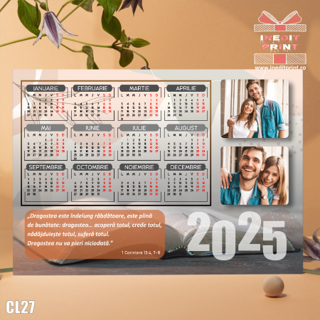 Calendare - Calendar magnetic personalizat verset + 2 poze - CL27