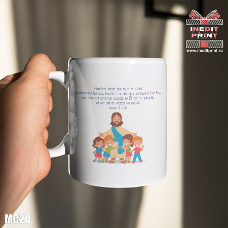 Cadouri Crestine - Cana Ioan 3:16, simpla alba MC20