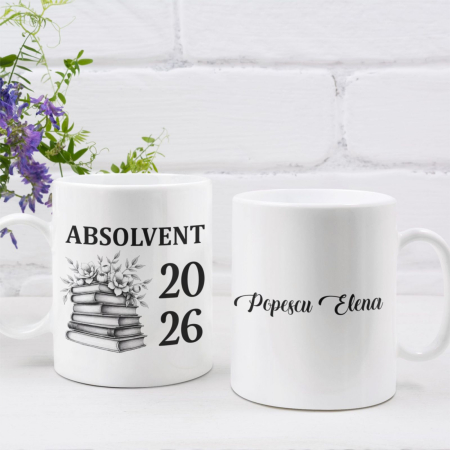Cadouri - Cana personalizata Absolvent, simpla alba CP173
