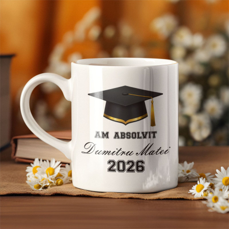 Cana personalizata Absolvent, simpla alba CP175 [2]