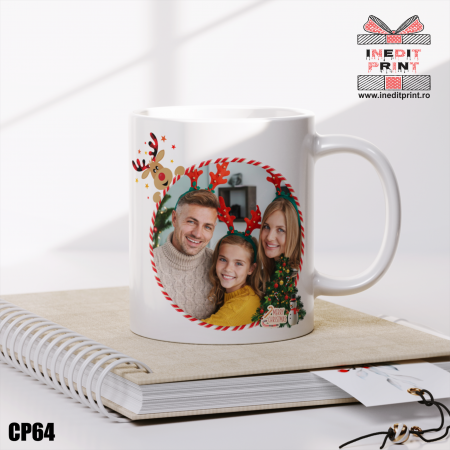 Cana personalizata Craciun poza și text CP64