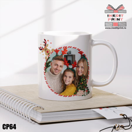 Cana personalizata Craciun poza și text CP64