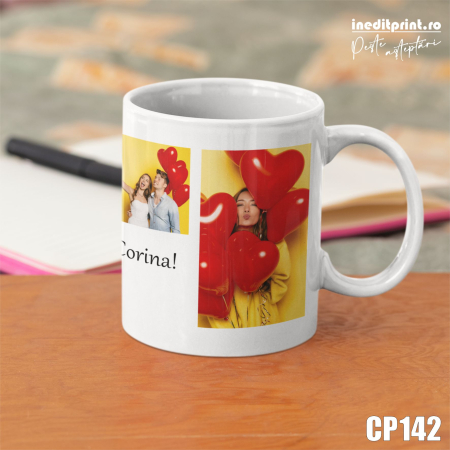 Căni - Cana personalizata cu 4 poze si text CP142