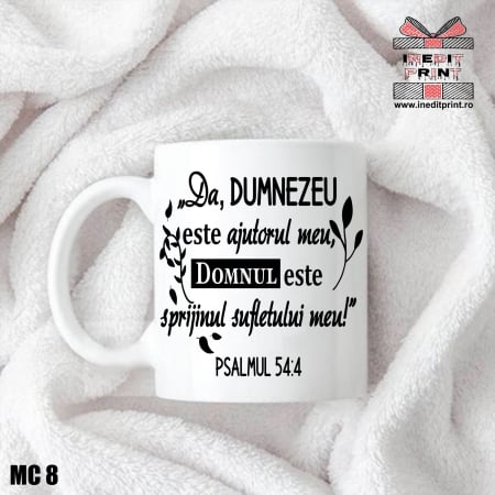 Cadouri - Cana verset Psalmul 54:4, simpla alba MC8