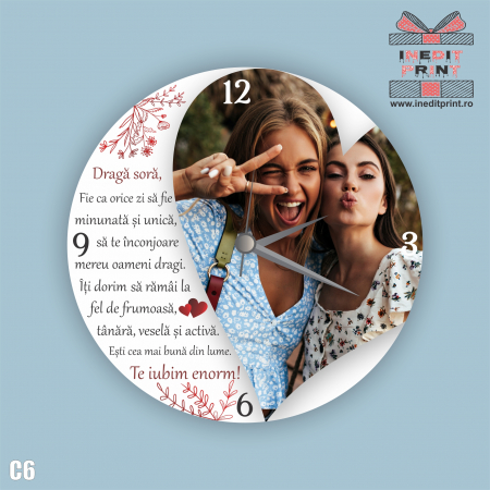 Ceas personalizat cu fotografie si text C6 [2]
