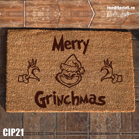 Decorațiuni - Covoras intrare personalizat Grinch CIP21