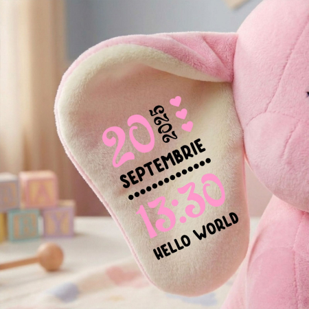 Elefant plus Roz 23 cm Personalizat PLUS6 [1]