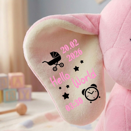 Elefant plus Roz 23 cm Personalizat PLUS7