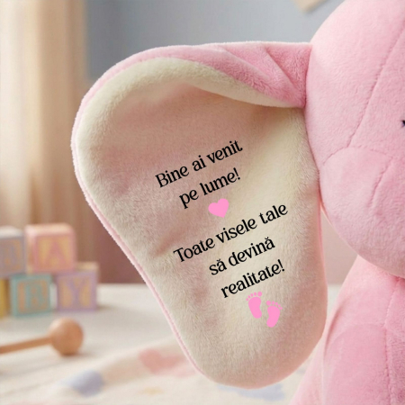 Elefant plus Roz 23 cm Personalizat PLUS8 [1]