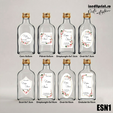 Etichete autocolante pentru sticle - Eticheta personalizata pentru sticla de nunta ESN1