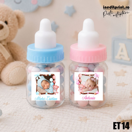 Botez - Etichete personalizata pentru marturii botez, patrat, 4x4 cm ET14