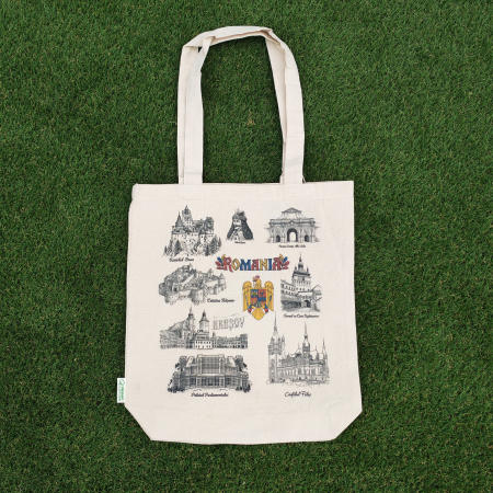 Decorațiuni - Geanta suvenir tip sacosa "Romania” SVR66