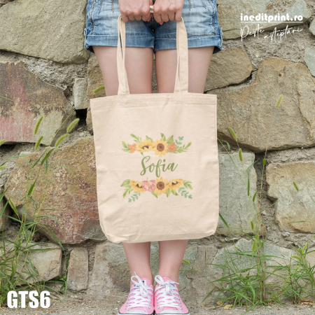 Geanta tip sacosa personalizabila - nume in decor floral GTS6 [1]