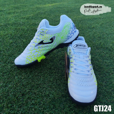 Sport - Ghete Fotbal MAXIMA TURF, alb-galben-verde - GTJ24