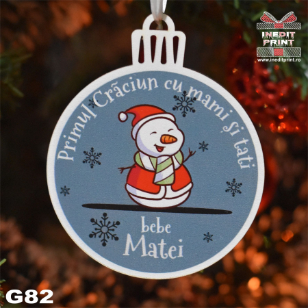 Globuri cu personalizare - Glob personalizat "Primul Crăciun cu mami si tati" G82