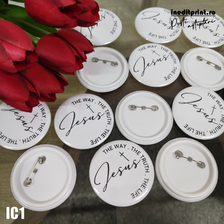 Cadouri Crestine - Insigne personalizate cu diametru 58 mm IC1