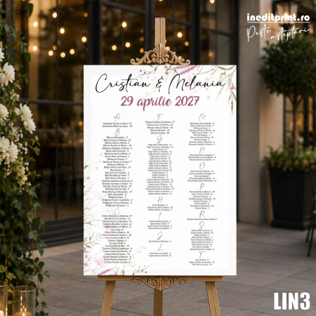 Decoratiuni nunta - Lista de invitati personalizata pentru nunta LIN3