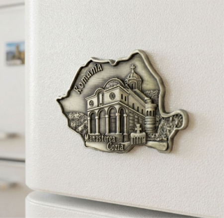 Suveniruri Romania - Magnet metalic Manastirea Cozia bronz SVR150