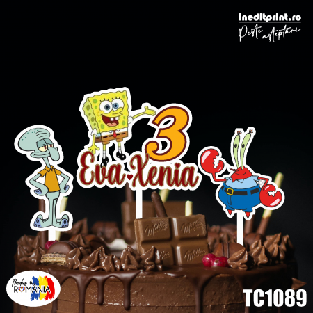 Toppers - Pachet toppere tort UV Personalizat SpongeBob TC1089