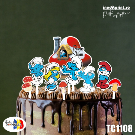 Personaje - Pachet toppere tort UV Personalizat Strunfi TC1108