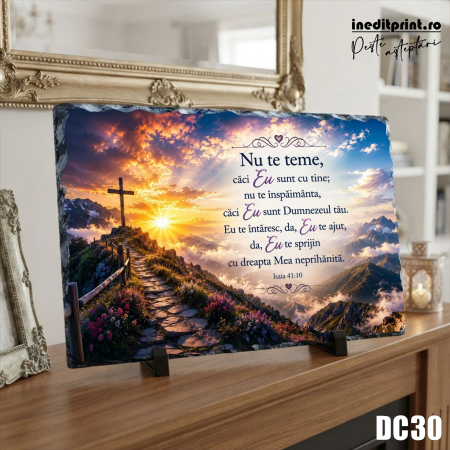 Decoratiuni - Placa de ardezie decorativa Isaia 41:10 - DC30
