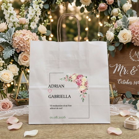 Pungi cadou - Punga din hartie pentru nunta personalizata PHNP3