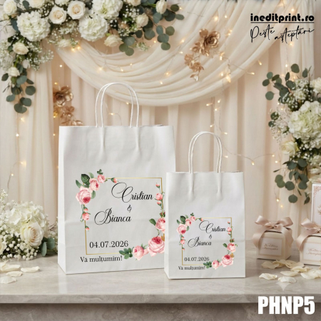 Pungi cadou - Punga din hartie pentru nunta personalizata PHNP5